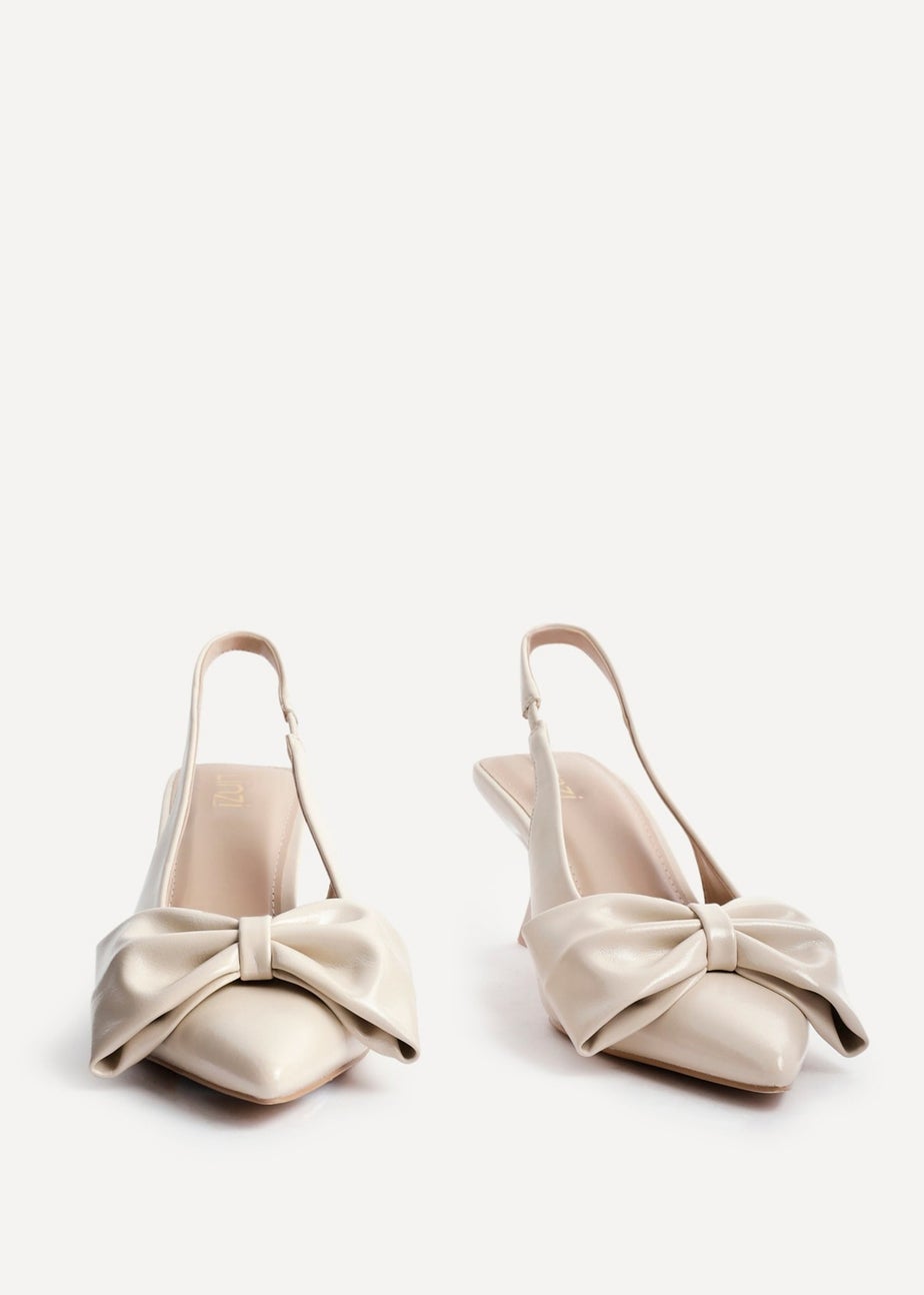 Linzi Merlot Nude Faux Leather Slingback Court Heels