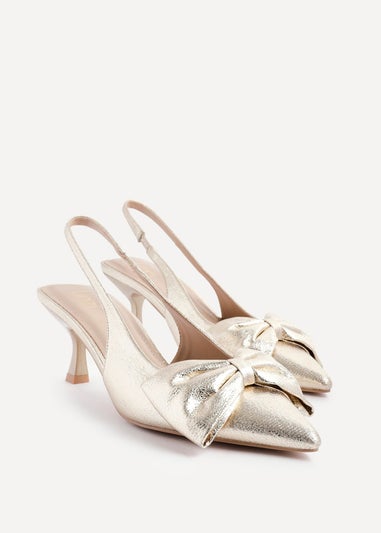 Linzi Merlot Gold Faux Leather Slingback Court Heels