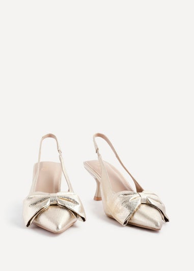 Linzi Merlot Gold Faux Leather Slingback Court Heels