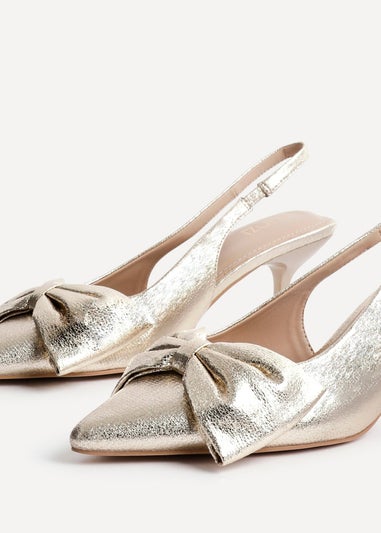 Linzi Merlot Gold Faux Leather Slingback Court Heels