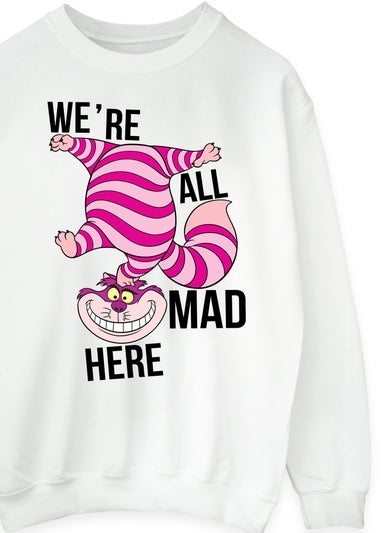 Disney Alice In Wonderland All Mad Here White Graphic Sweatshirt