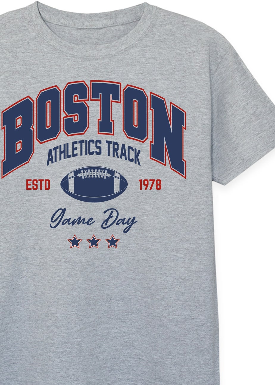 Brands In Boston Athletics Track Kids Grey Graphic T-Shirt (3-13 Years)