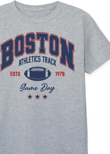Brands In Boston Athletics Track Kids Grey Graphic T-Shirt (3-13 Years)