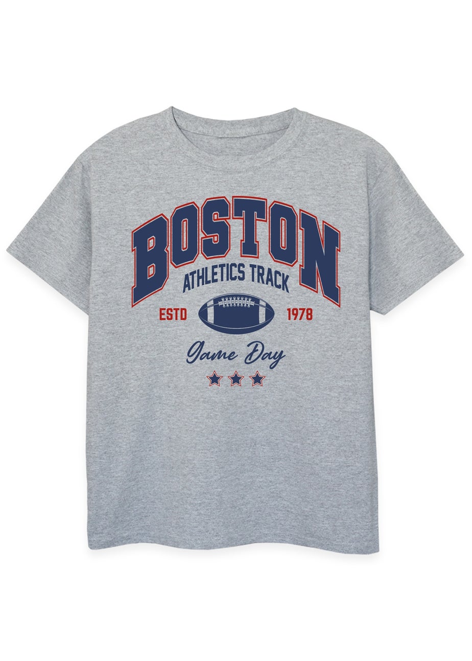 Brands In Boston Athletics Track Kids Grey Graphic T-Shirt (3-13 Years)