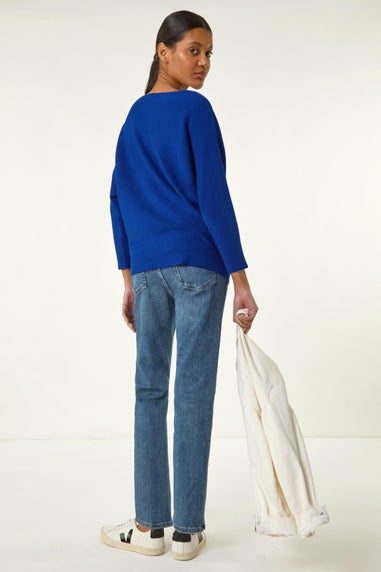 Roman Royal Blue Floral Embroidery Knit Jumper