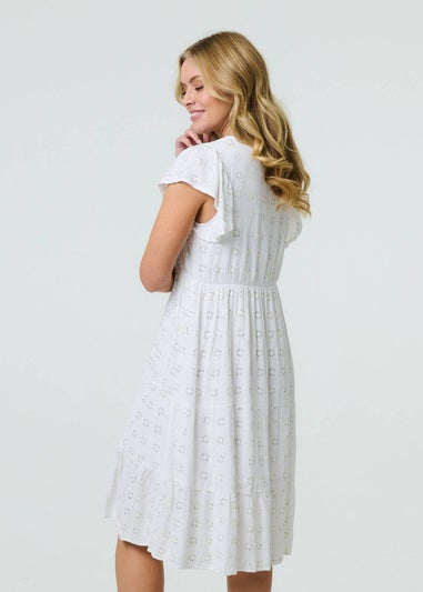 Izabel London White Embellished Relaxed Midi Dress