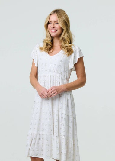 Izabel London White Embellished Relaxed Midi Dress