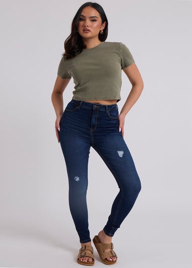 Urban Bliss Blue High Rise Slim Ripped Jean