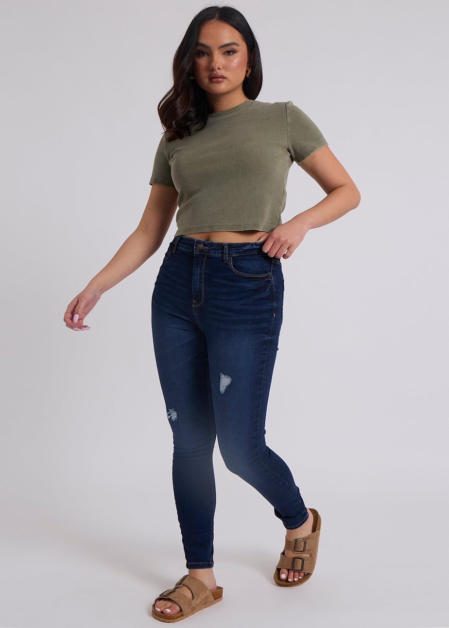 Urban Bliss Blue High Rise Slim Ripped Jean