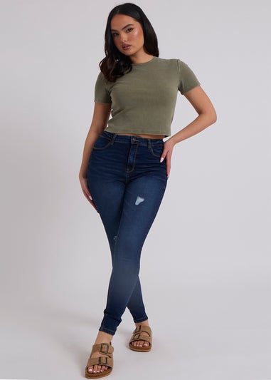 Urban Bliss Blue High Rise Slim Ripped Jean