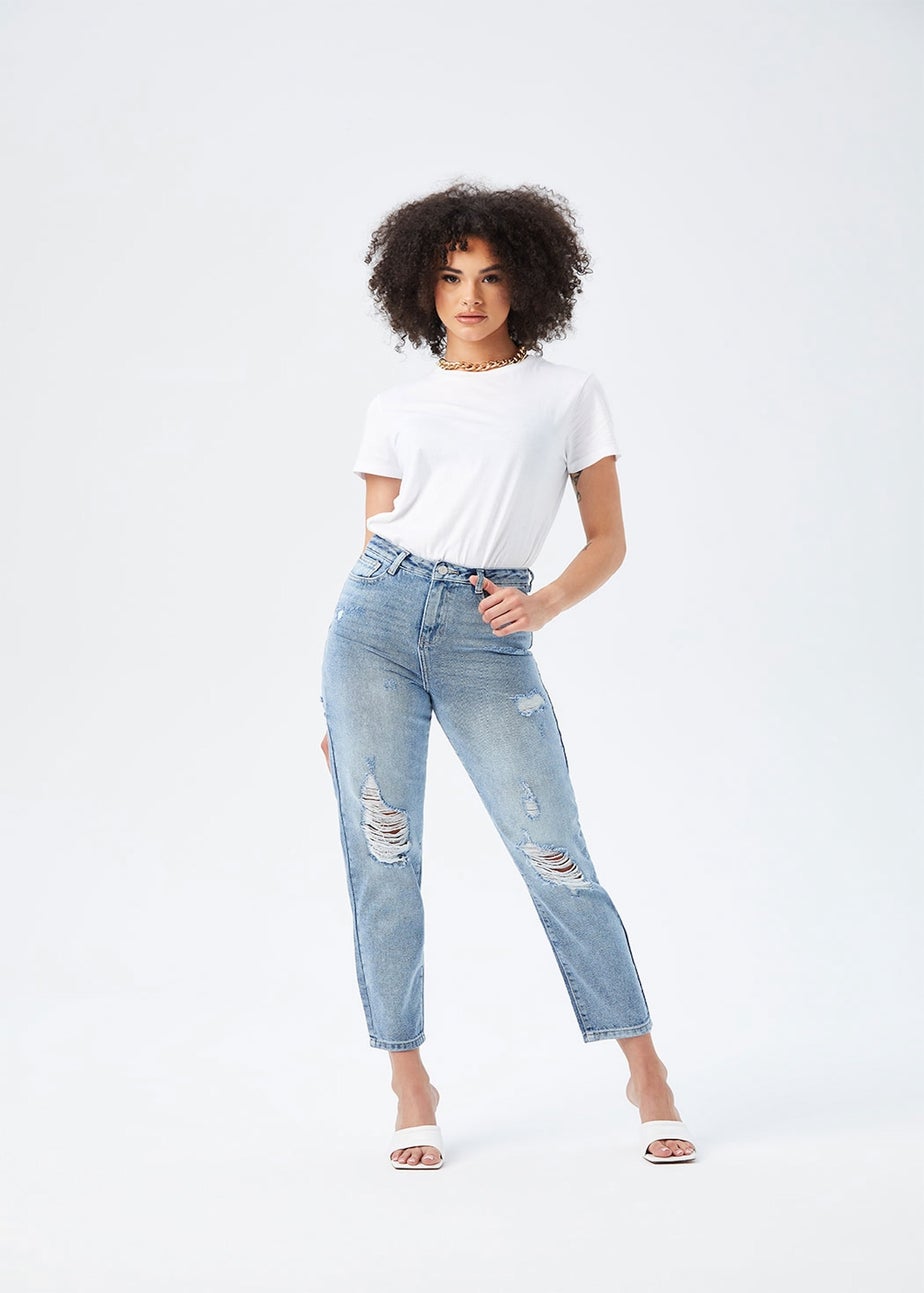 Urban Bliss Blue Lola Ripped Mom Jean