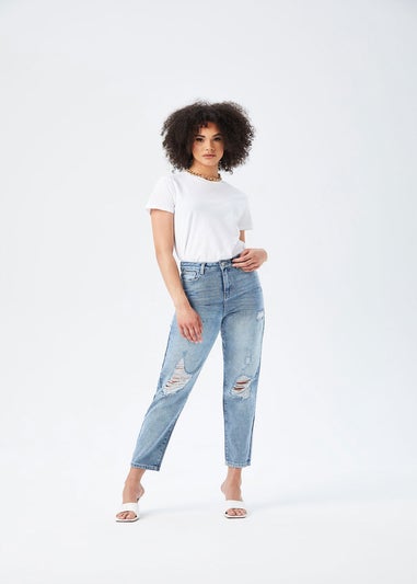 Urban Bliss Blue Lola Ripped Mom Jean