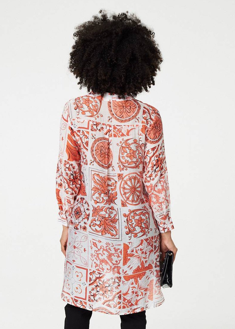 Izabel London Coral Mosaic Print Longline Blouse Dress