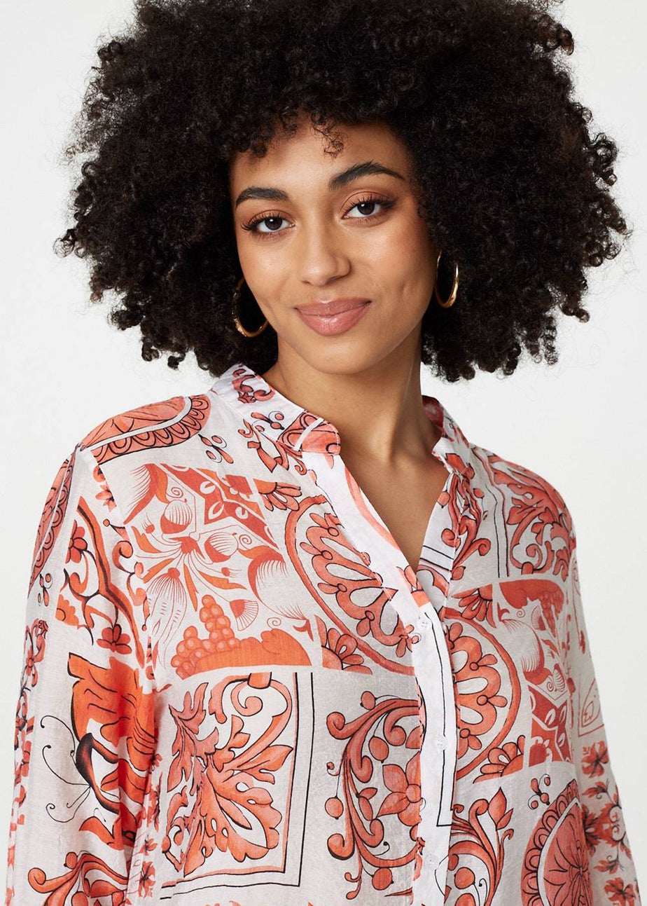 Izabel London Coral Mosaic Print Longline Blouse Dress