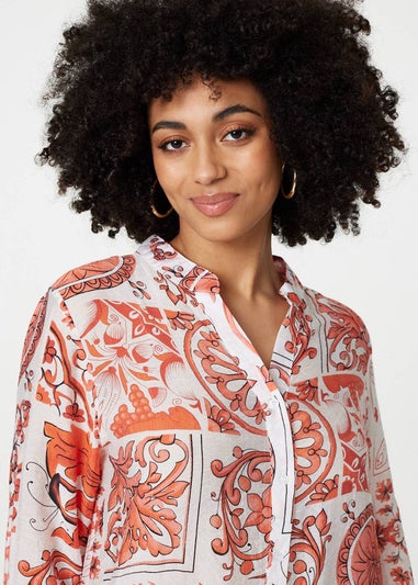 Izabel London Coral Mosaic Print Longline Blouse Dress