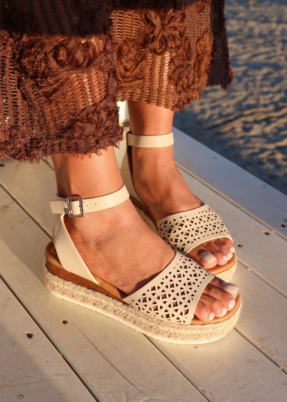 Linzi Radiance Sand Faux Leather Flatform Sandals