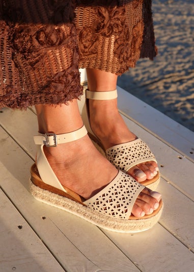 Linzi Radiance Sand Faux Leather Flatform Sandals