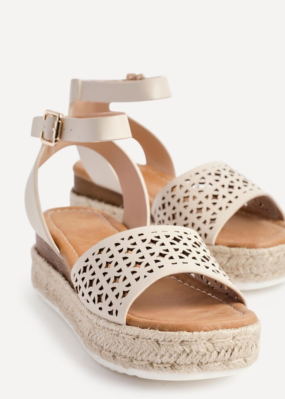 Linzi Radiance Sand Faux Leather Flatform Sandals