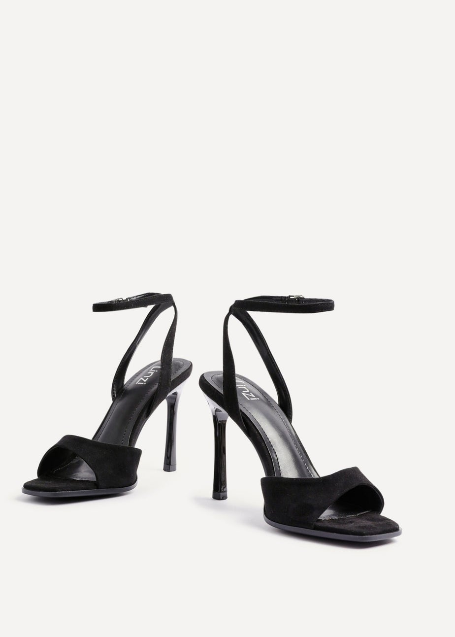 Linzi Jazz Black Faux Suede Stiletto High Heels