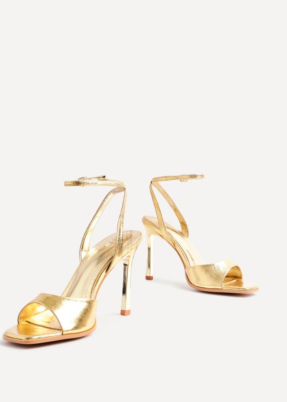 Linzi Jazz Gold Faux Leather Stiletto High Heels