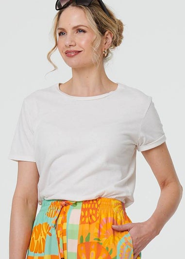 Izabel London Orange Patchwork Print Tie Waist Relaxed Shorts