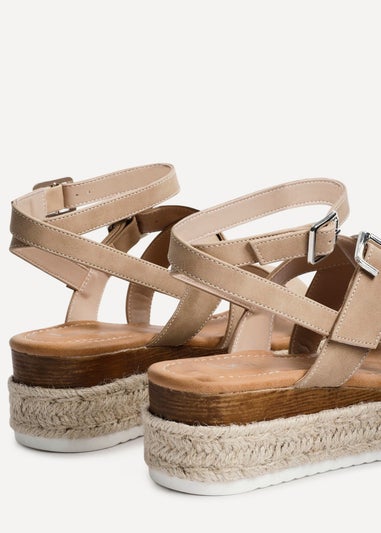 Linzi Autumn Beige Nubuck Strappy Flatform Sandal