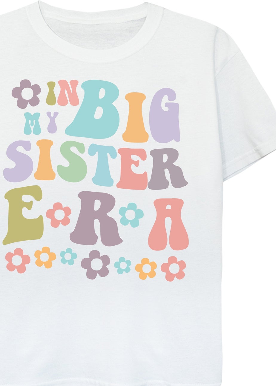 Brands In Big Sister Era Girls White Graphic T-Shirt (3-13 Years)