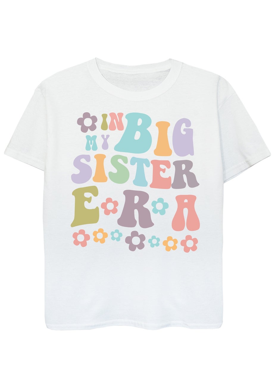 Brands In Big Sister Era Girls White Graphic T-Shirt (3-13 Years)