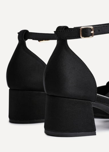 Linzi Orla Black Scuba Low Block Court Heel