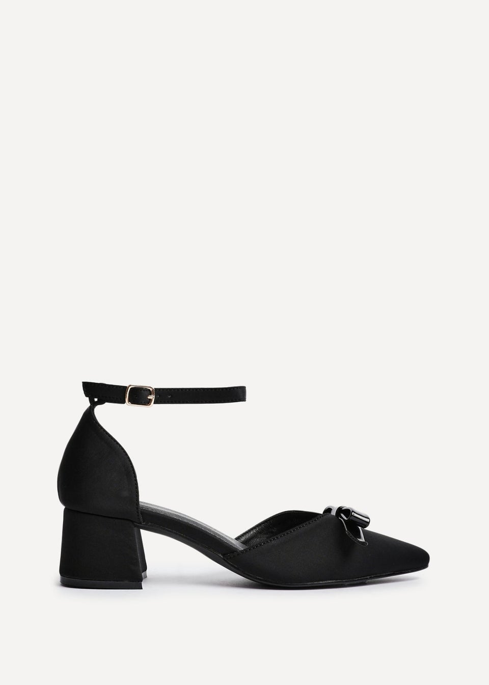 Linzi Orla Black Scuba Low Block Court Heel
