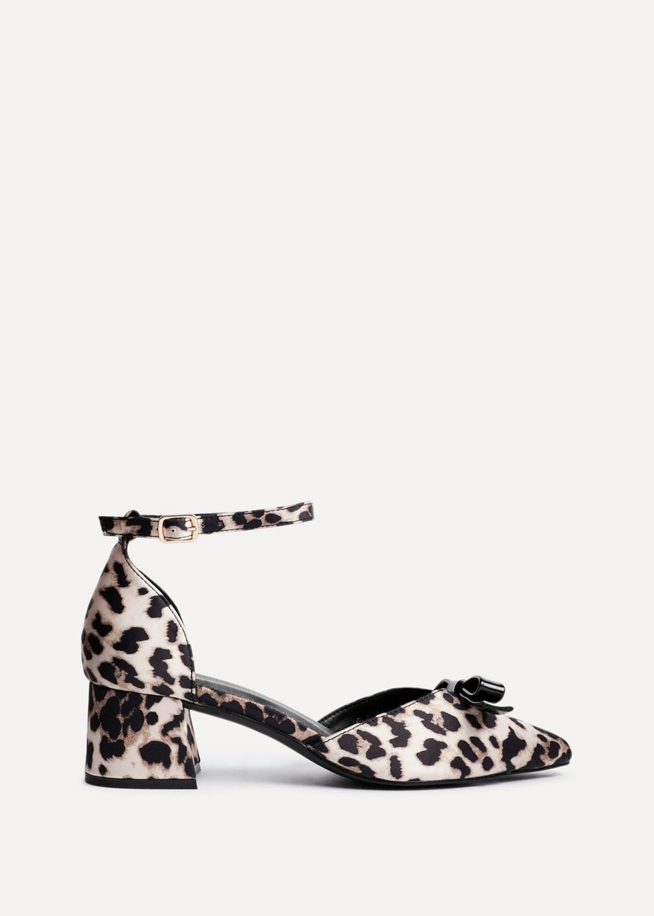 Linzi Orla Leopard Print Scuba Low Block Court Heel