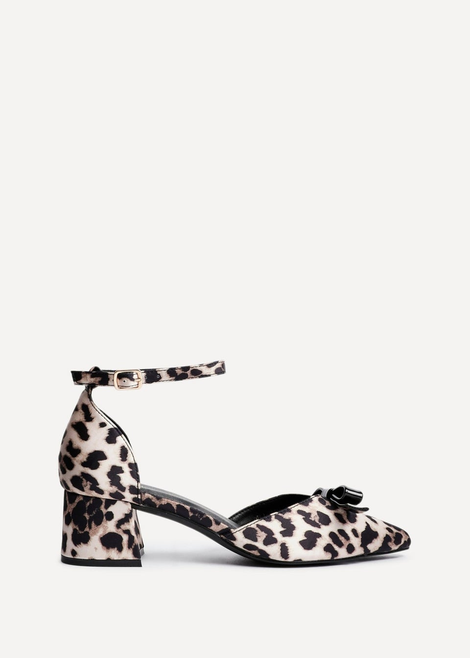 Linzi Orla Leopard Print Scuba Low Block Court Heel