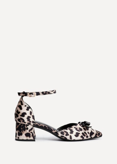 Linzi Orla Leopard Print Scuba Low Block Court Heel