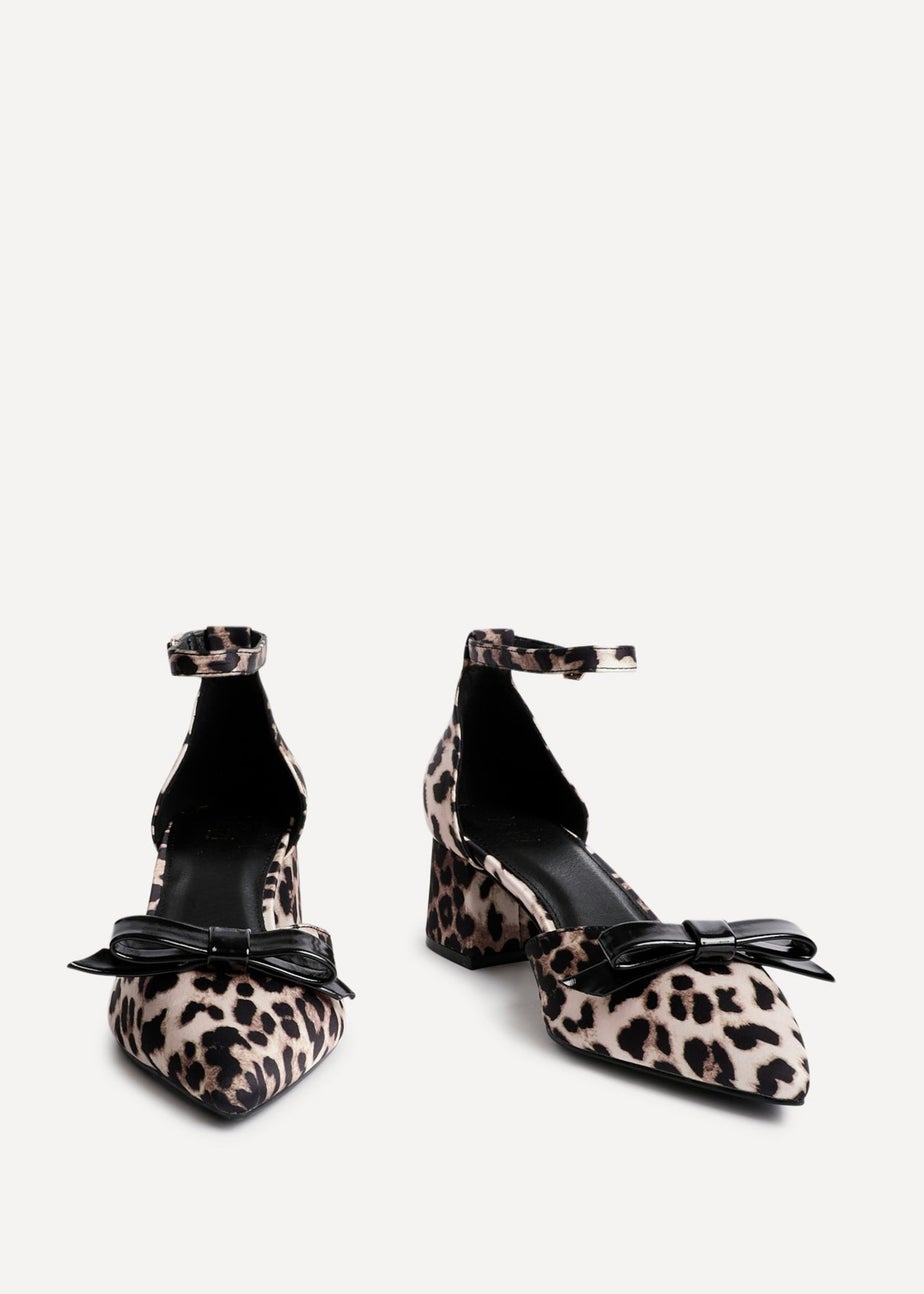 Linzi Orla Leopard Print Scuba Low Block Court Heel