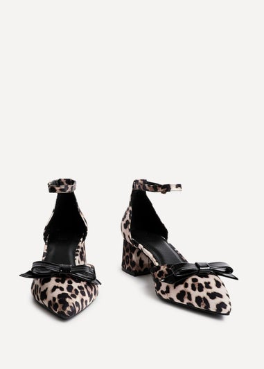 Linzi Orla Leopard Print Scuba Low Block Court Heel