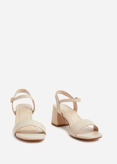 Linzi Darcie Sand Faux Leather Low Chunky Block Heeled Sandal