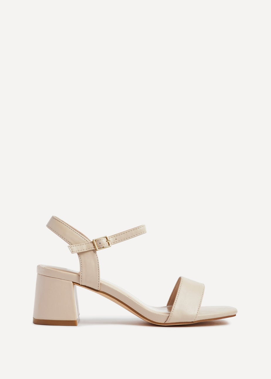 Linzi Darcie Sand Faux Leather Low Chunky Block Heeled Sandal