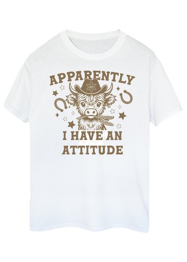 Brands In Highland Cows Attitude White Boyfriend Fit Graphic T-Shirt
