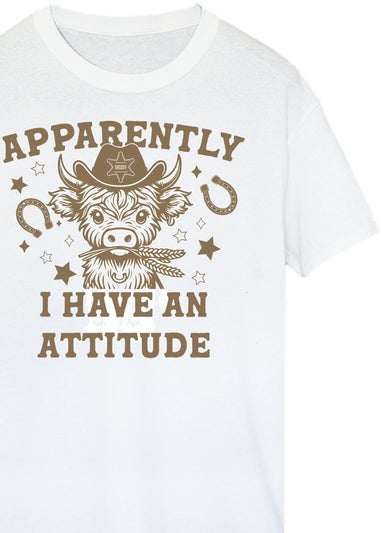 Brands In Highland Cows Attitude White Boyfriend Fit Graphic T-Shirt