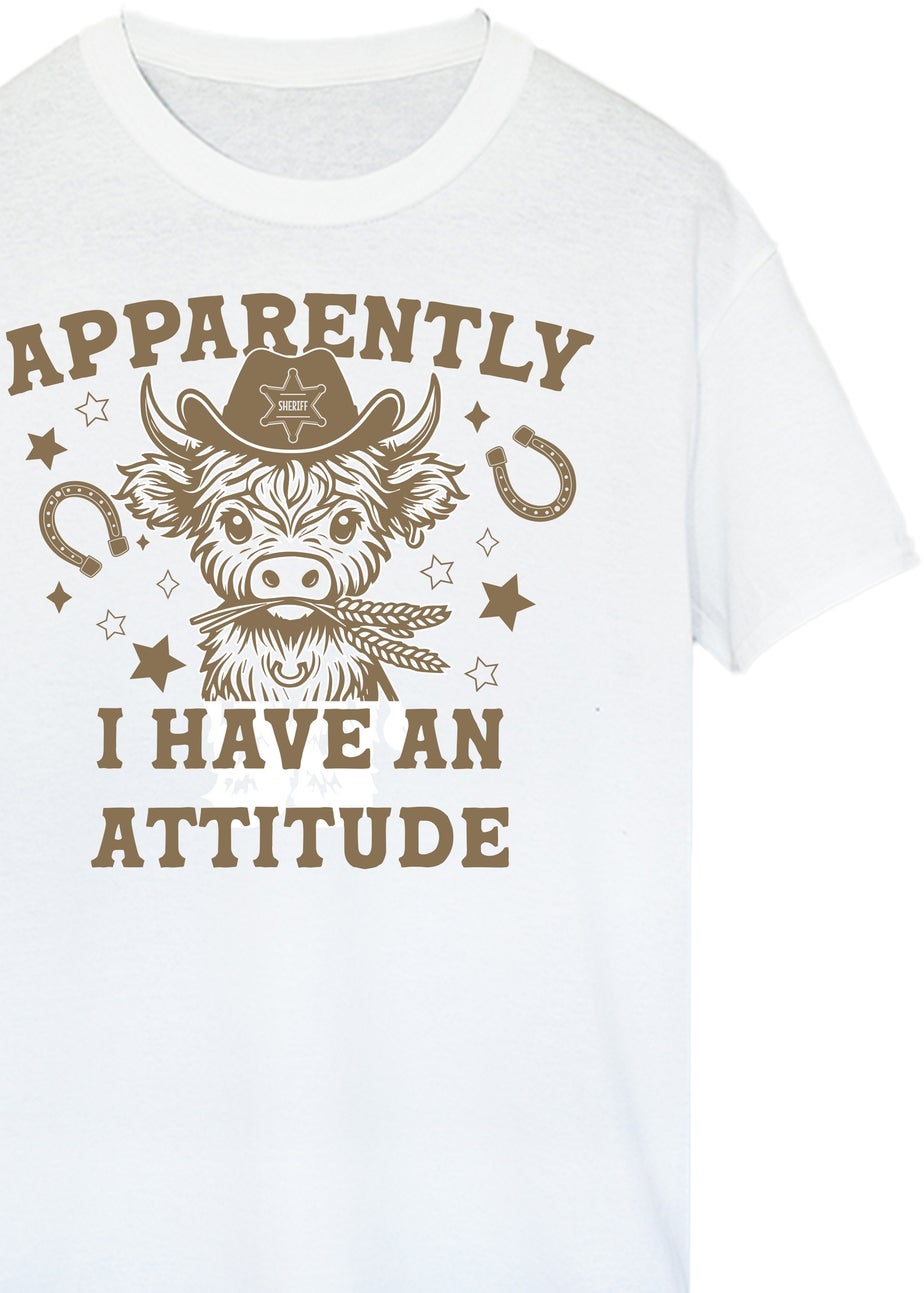 Brands In Highland Cows Attitude White Boyfriend Fit Graphic T-Shirt