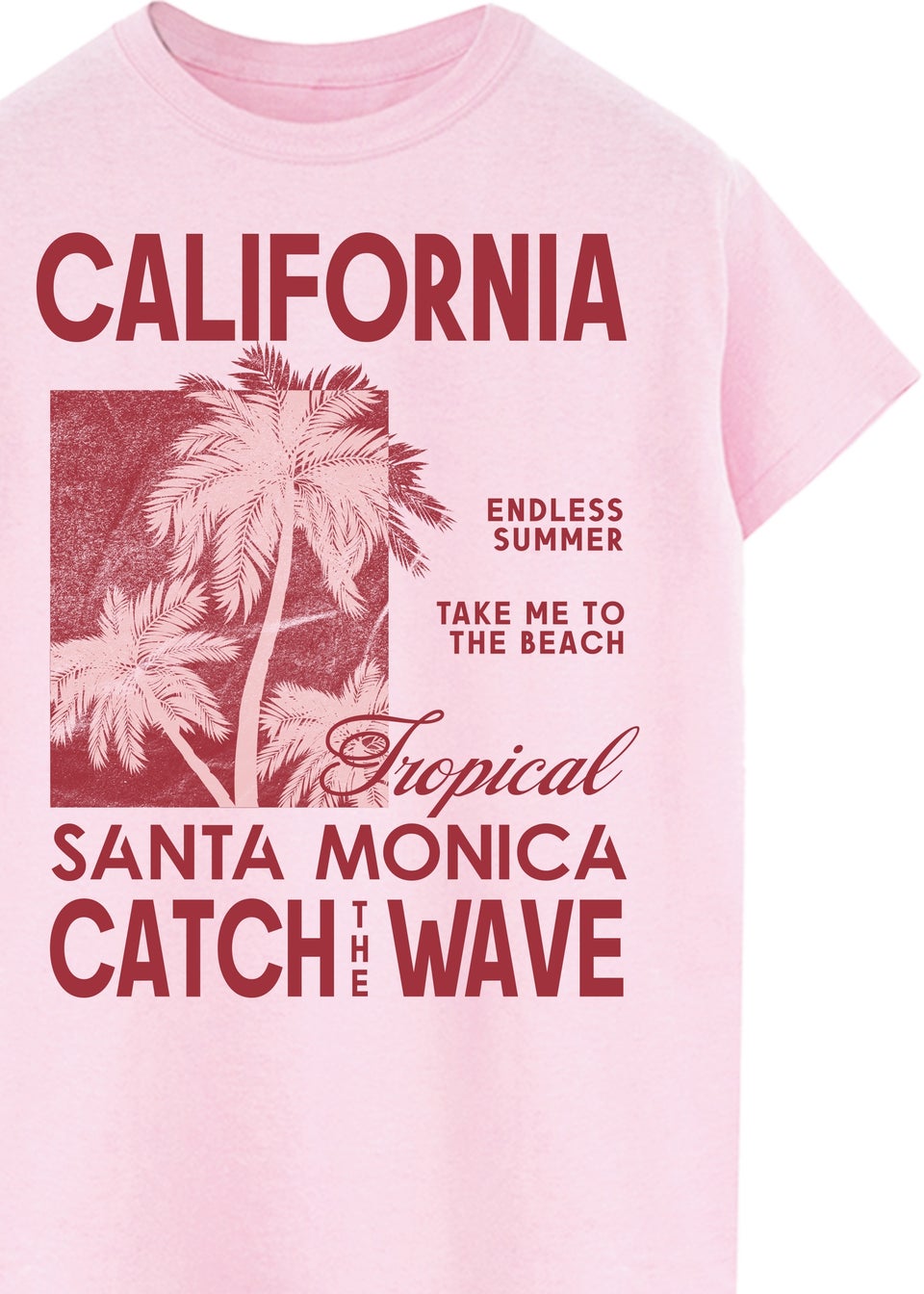 Brands In California Santa Monica Pink Boyfriend Fit Graphic T-Shirt