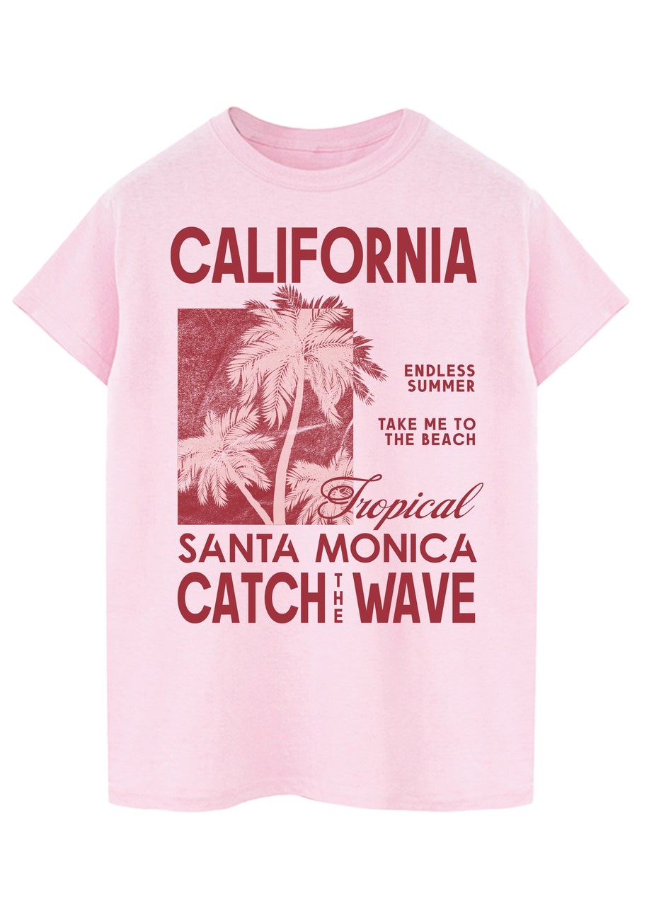 Brands In California Santa Monica Pink Boyfriend Fit Graphic T-Shirt