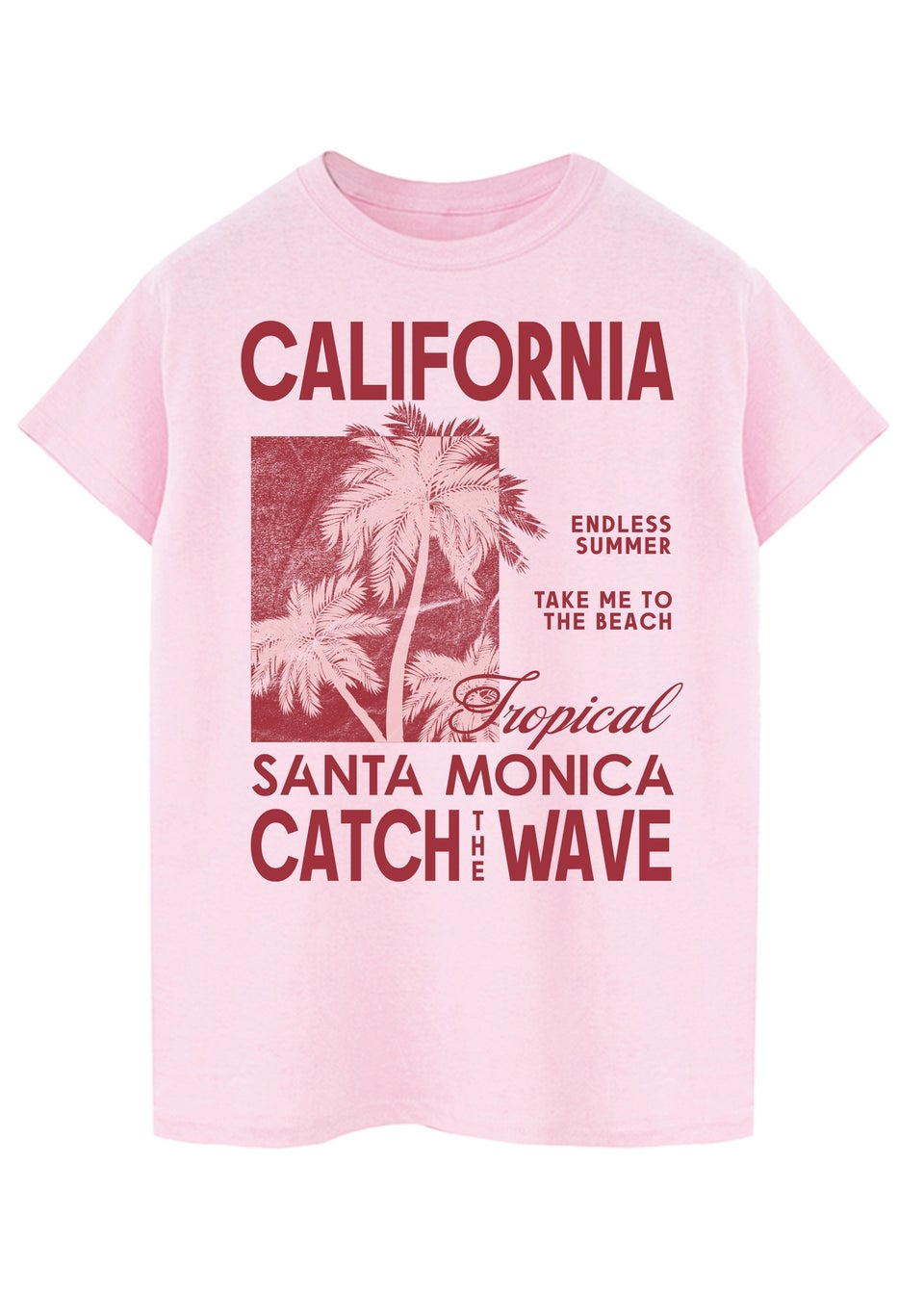 Brands In California Santa Monica Pink Boyfriend Fit Graphic T-Shirt