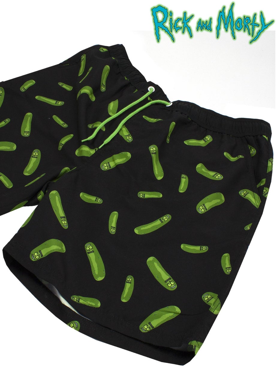 Rick & Morty Black Pickle Rick Swim Shorts