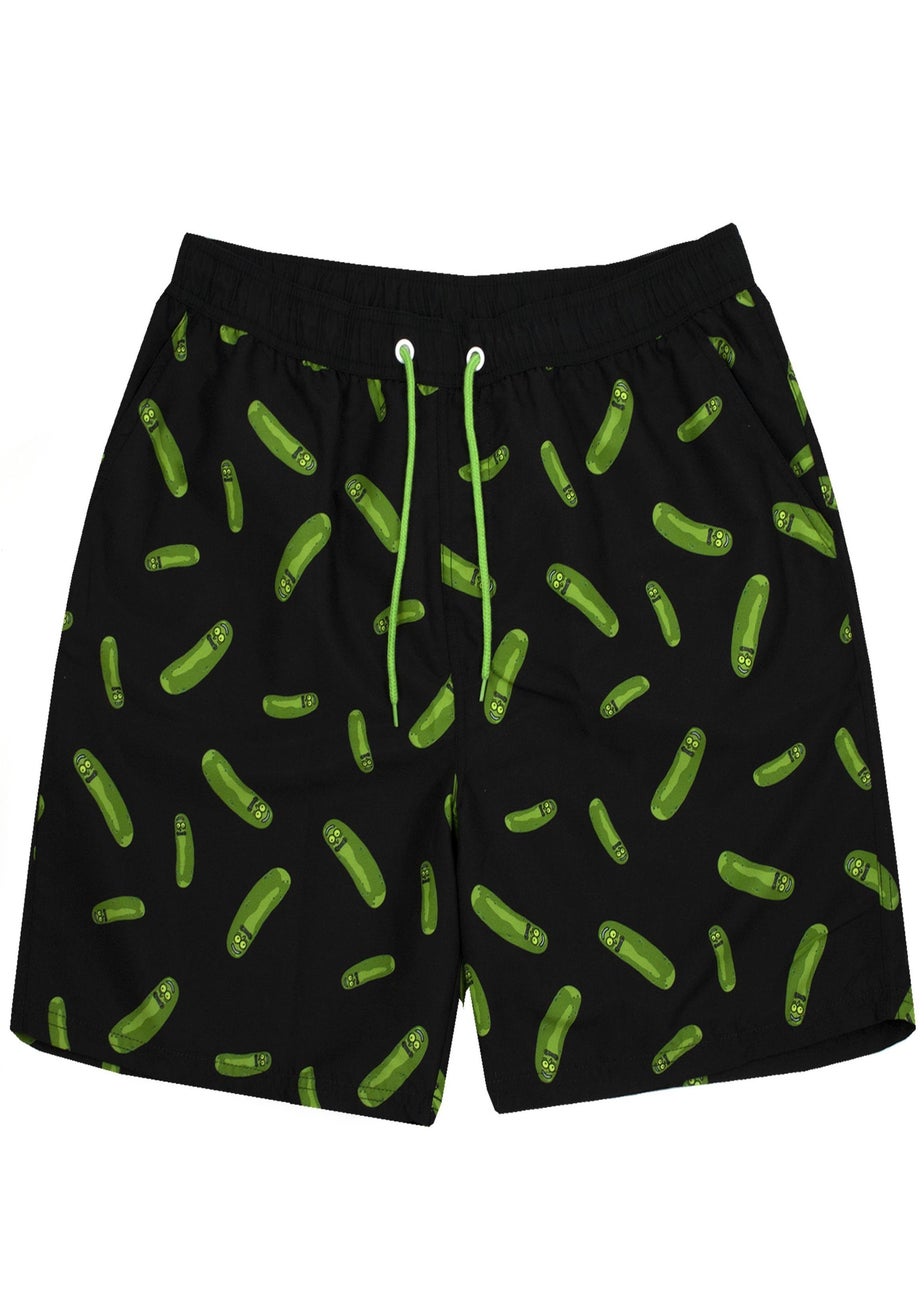 Rick & Morty Black Pickle Rick Swim Shorts