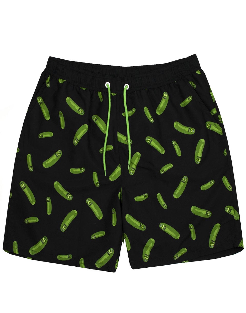 Rick & Morty Black Pickle Rick Swim Shorts