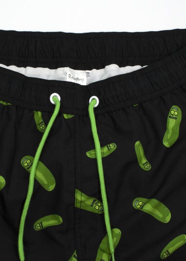 Rick & Morty Black Pickle Rick Swim Shorts