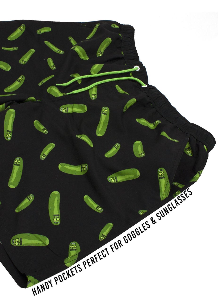 Rick & Morty Black Pickle Rick Swim Shorts