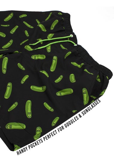 Rick & Morty Black Pickle Rick Swim Shorts