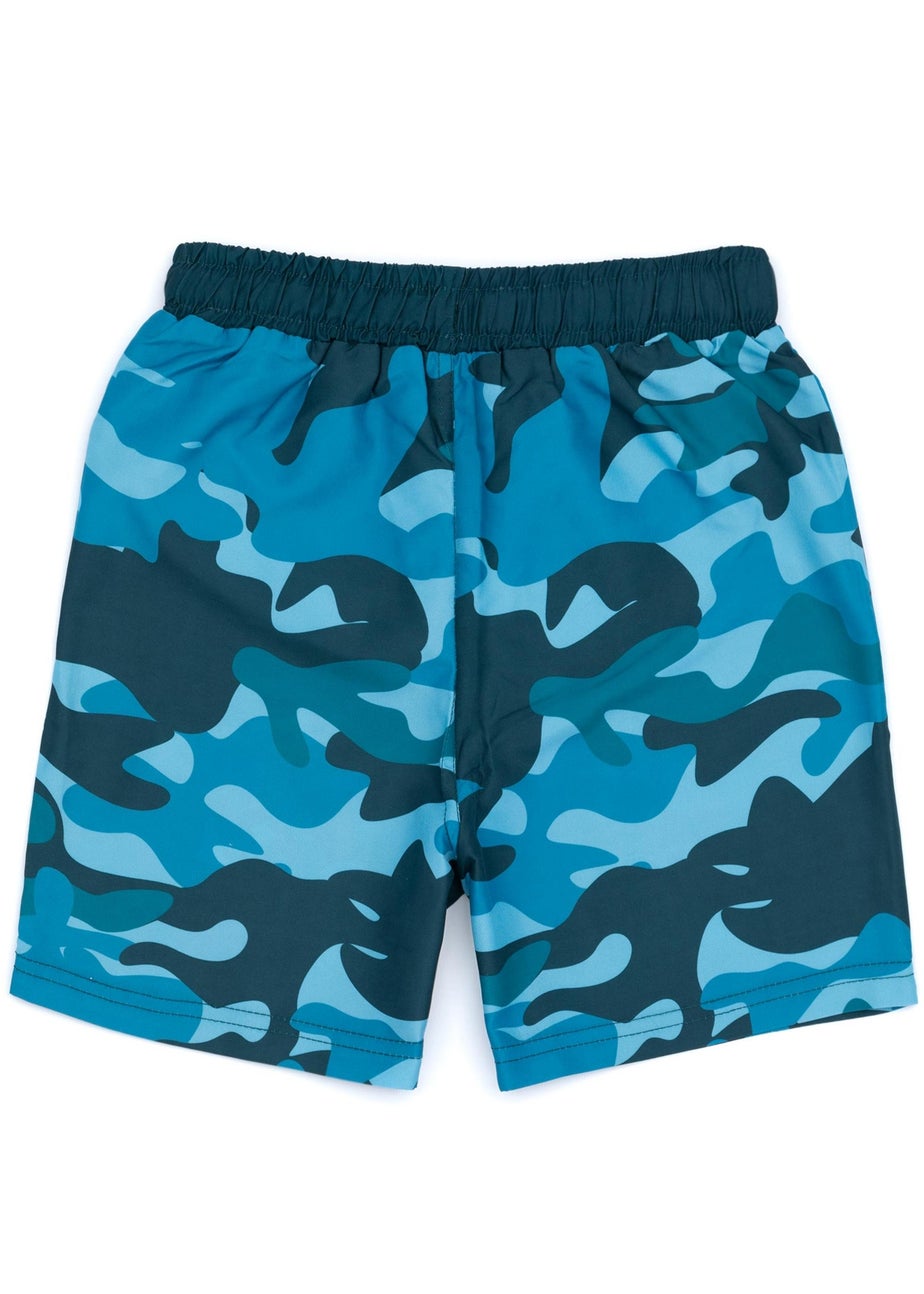Sonic The Hedgehog Camo Kids Blue Swim Shorts (4-14 Years)